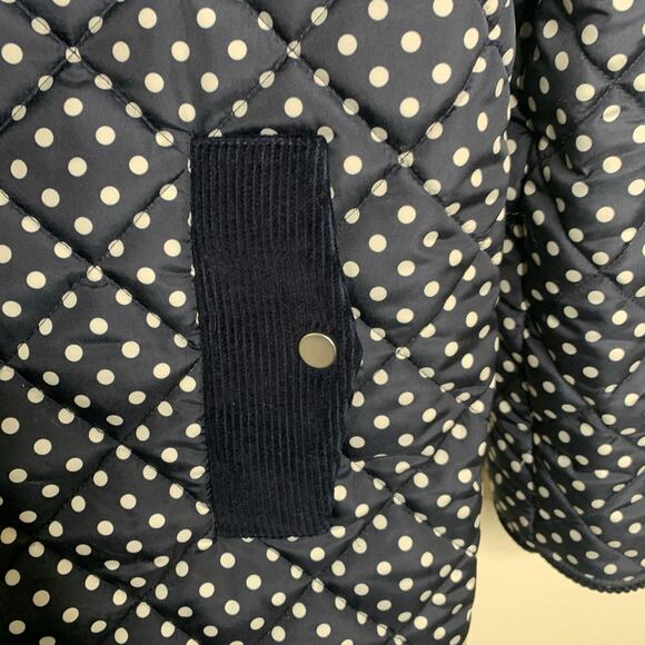 KULE Blue White Polka Dot Quilted Barn Coat Sz Small Like New - Picture 6 of 7